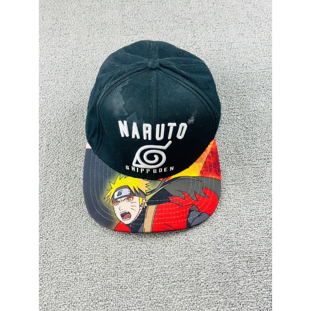 Naruto Shippuden Snapback Hat Men OSFM Black Flat Bill Naruto Shippuden Graphic - Picture 5 of 8